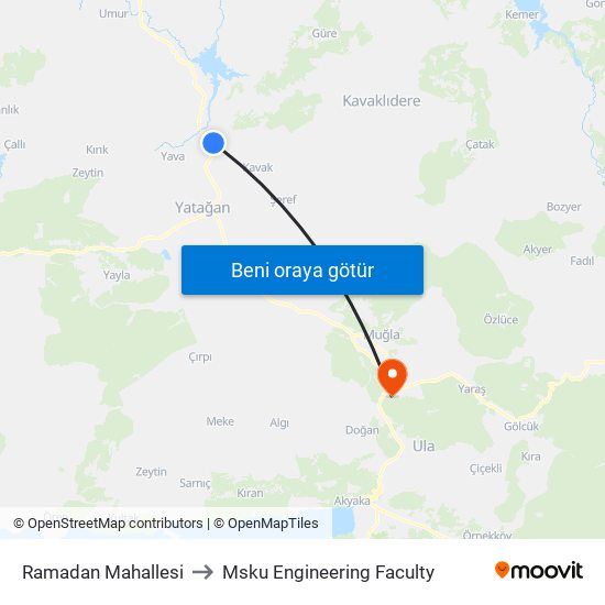 Ramadan Mahallesi to Msku Engineering Faculty map