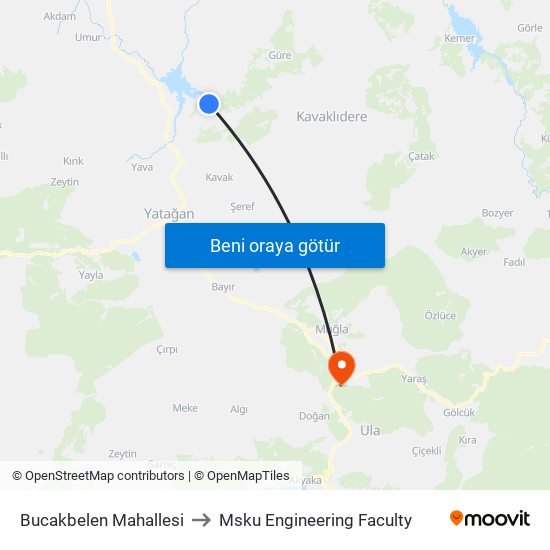 Bucakbelen Mahallesi to Msku Engineering Faculty map