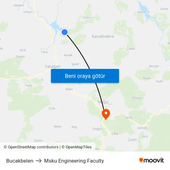 Bucakbelen to Msku Engineering Faculty map