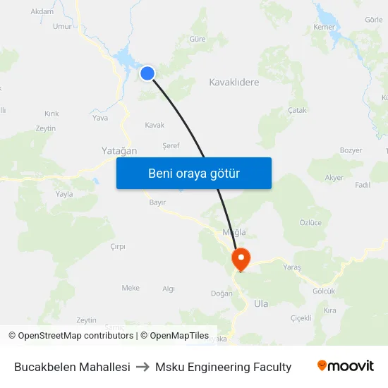 Bucakbelen Mahallesi to Msku Engineering Faculty map