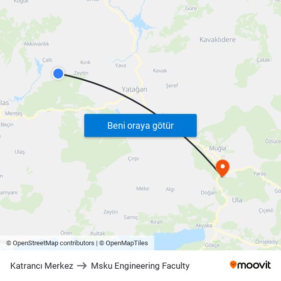 Katrancı Merkez to Msku Engineering Faculty map