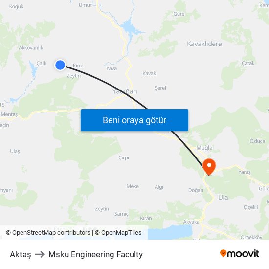 Aktaş to Msku Engineering Faculty map
