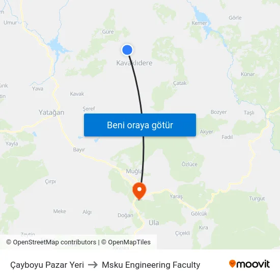 Çayboyu Pazar Yeri to Msku Engineering Faculty map