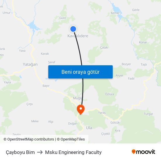Çayboyu Bim to Msku Engineering Faculty map
