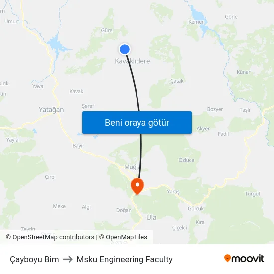 Çayboyu Bim to Msku Engineering Faculty map