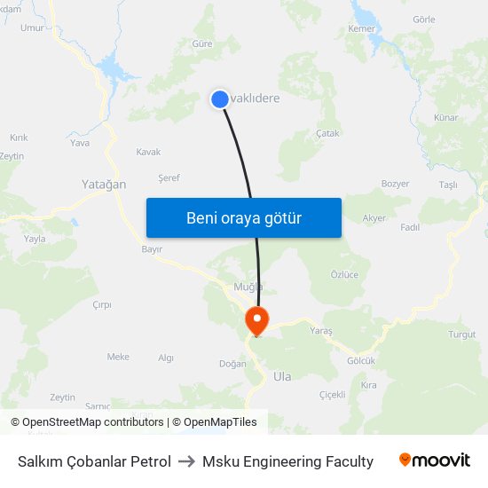 Salkım Çobanlar Petrol to Msku Engineering Faculty map