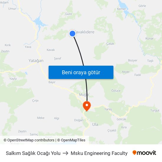 Salkım Sağlık Ocağı Yolu to Msku Engineering Faculty map