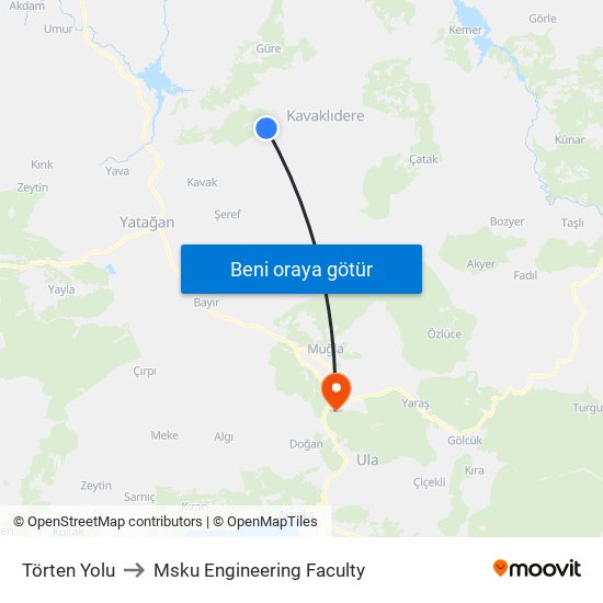 Törten Yolu to Msku Engineering Faculty map