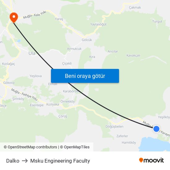 Dalko to Msku Engineering Faculty map