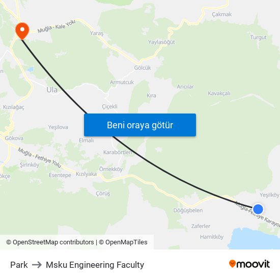 Park to Msku Engineering Faculty map