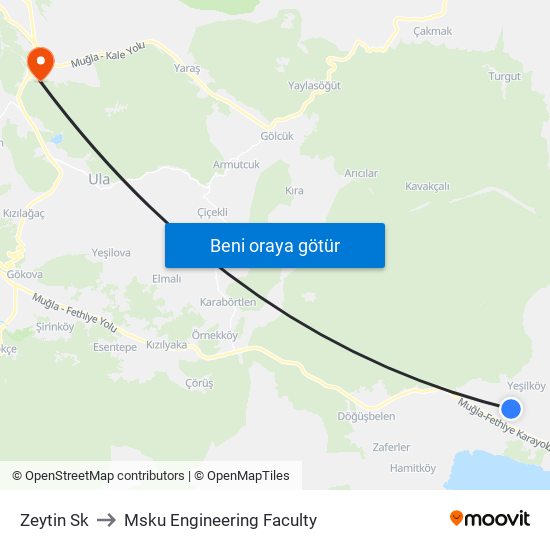 Zeytin Sk to Msku Engineering Faculty map