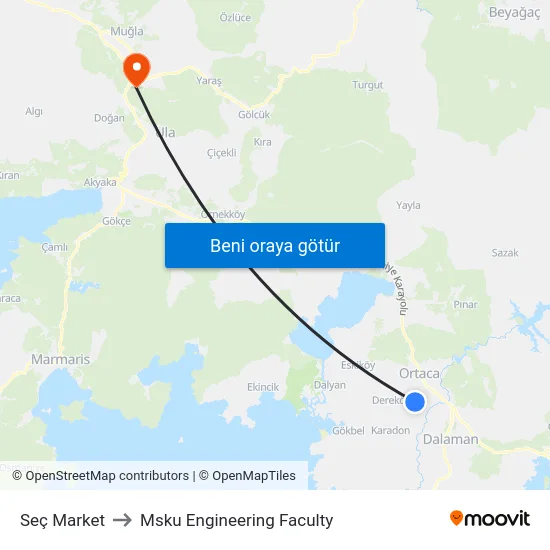 Seç Market to Msku Engineering Faculty map