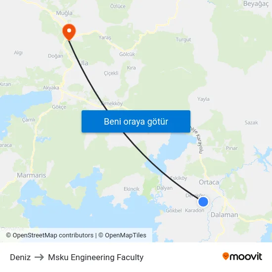 Deniz to Msku Engineering Faculty map