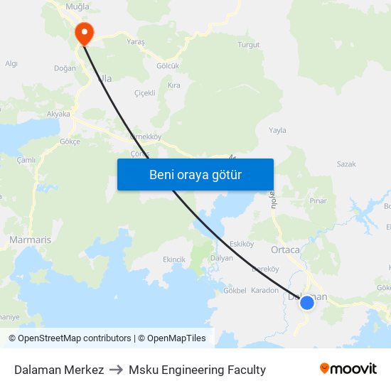 Dalaman Merkez to Msku Engineering Faculty map