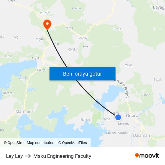 Ley Ley to Msku Engineering Faculty map