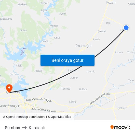Sumbas to Karaisali map