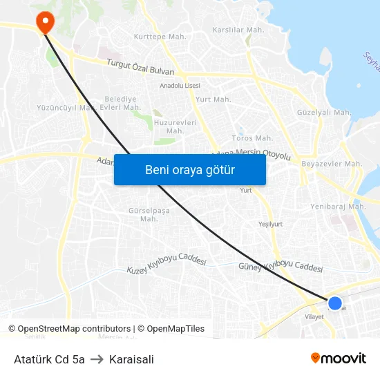 Atatürk Cd 5a to Karaisali map