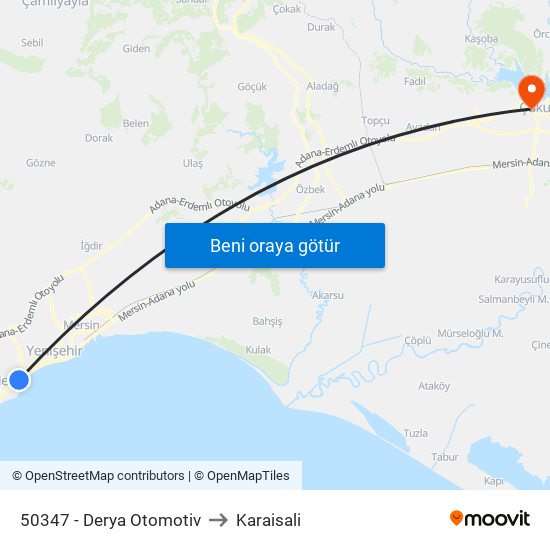 50347 - Derya Otomotiv to Karaisali map