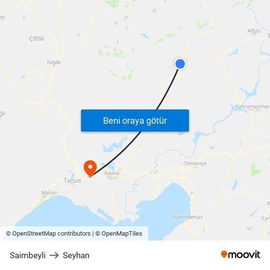 Saimbeyli to Seyhan map