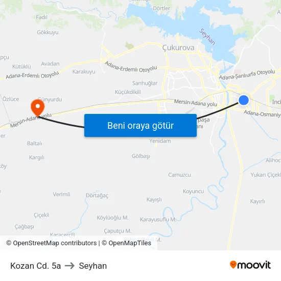 Kozan Cd. 5a to Seyhan map