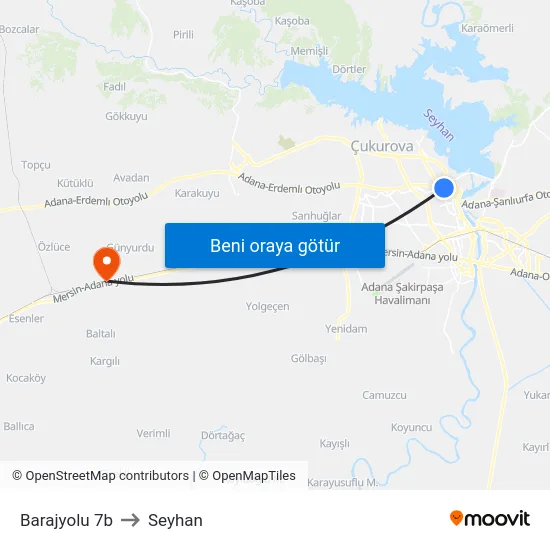 Barajyolu 7b to Seyhan map