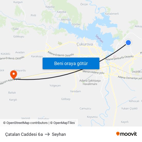 Çatalan Caddesi 6a to Seyhan map