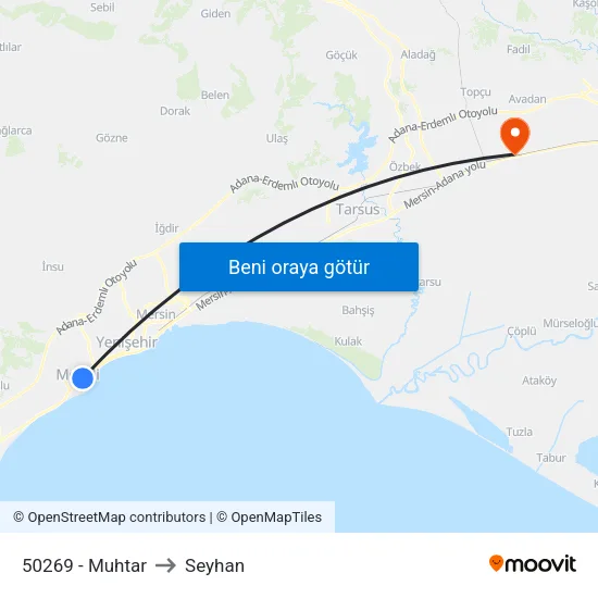 50269 - Muhtar to Seyhan map