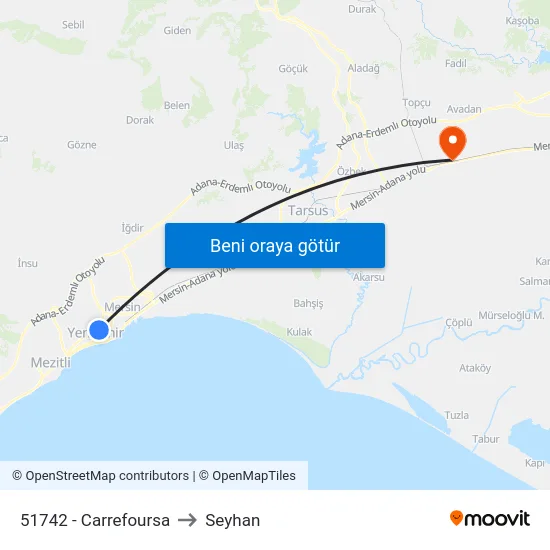 51742 - Carrefoursa to Seyhan map