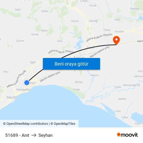 51689 - Anıt to Seyhan map