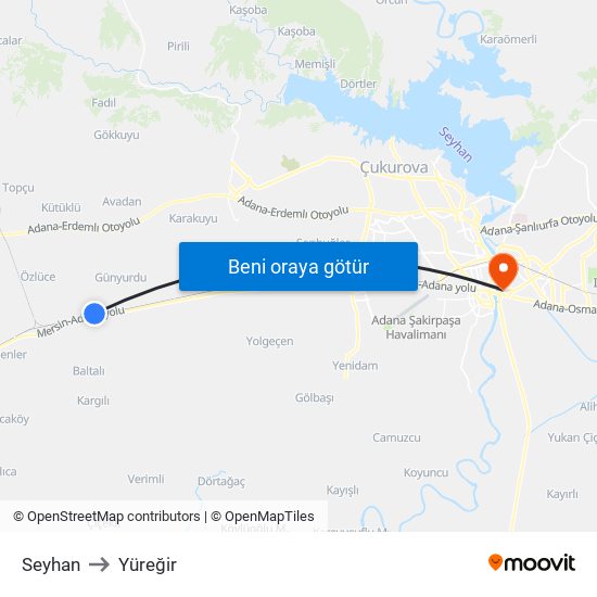 Seyhan to Yüreğir map