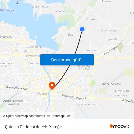 Çatalan Caddesi 4a to Yüreğir map