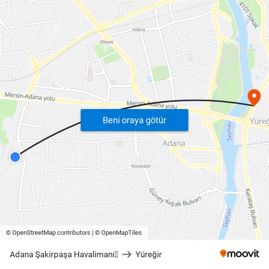 Adana Şakirpaşa Havalimanı✈ to Yüreğir map