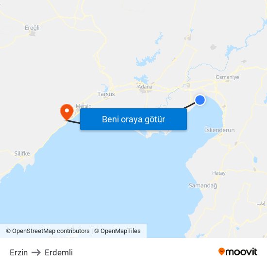 Erzin to Erdemli map