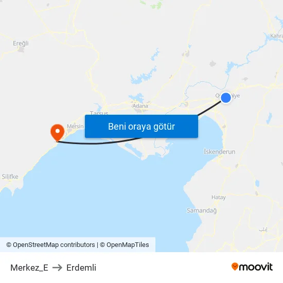 Merkez_E to Erdemli map