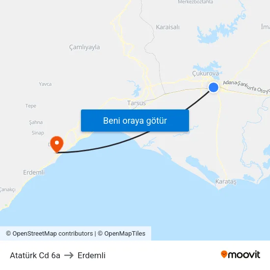 Atatürk Cd 6a to Erdemli map