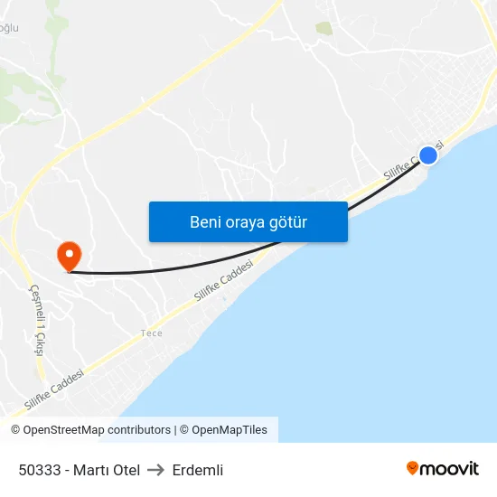50333 - Martı Otel to Erdemli map