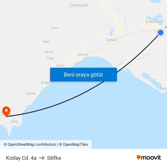 Kizilay Cd. 4a to Silifke map