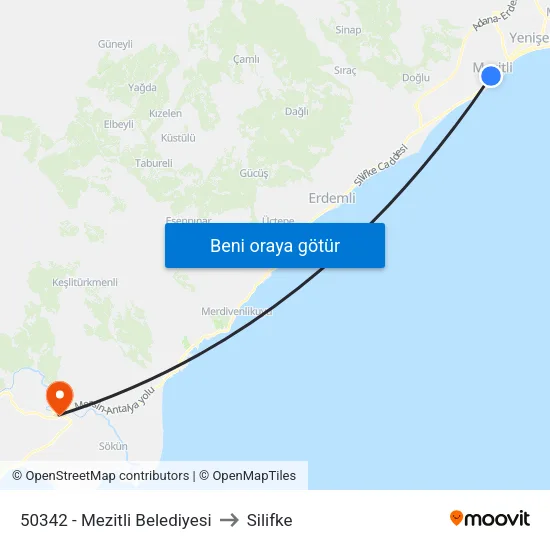 50342 - Mezitli Belediyesi to Silifke map
