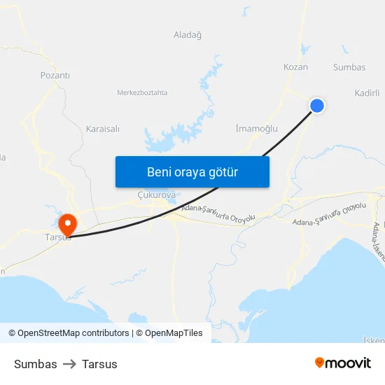 Sumbas to Tarsus map
