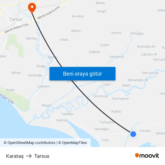 Karataş to Tarsus map