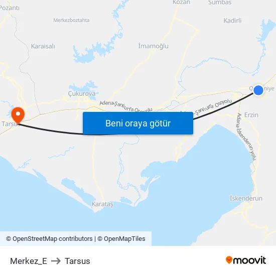 Merkez_E to Tarsus map