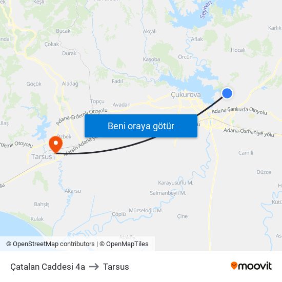 Çatalan Caddesi 4a to Tarsus map