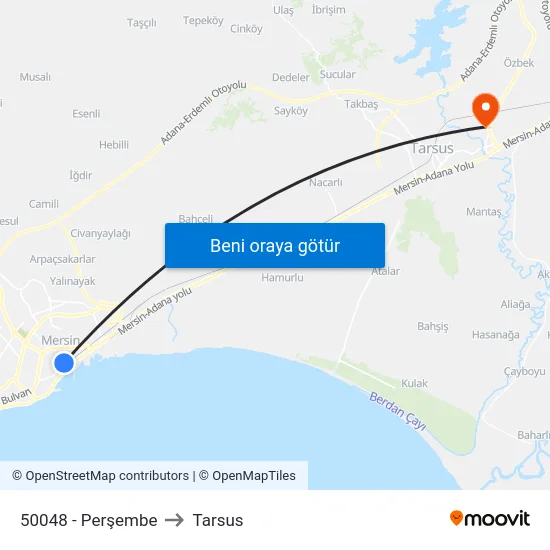 50048 - Perşembe to Tarsus map