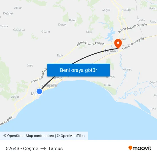 52643 - Çeşme to Tarsus map