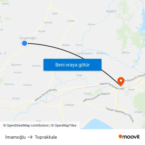 İmamoğlu to Toprakkale map