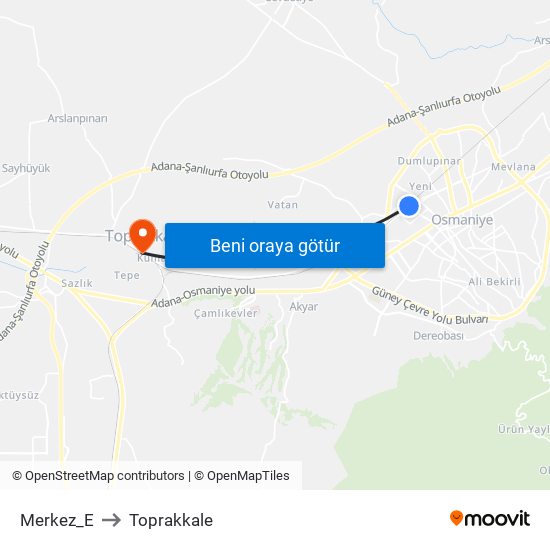 Merkez_E to Toprakkale map