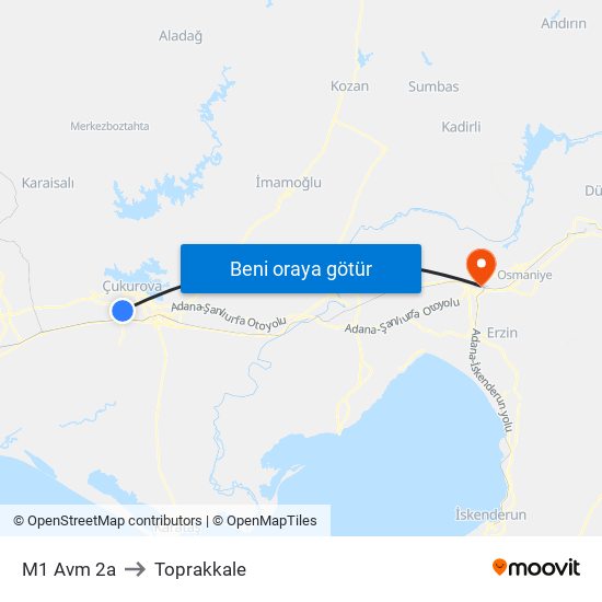 M1 Avm 2a to Toprakkale map