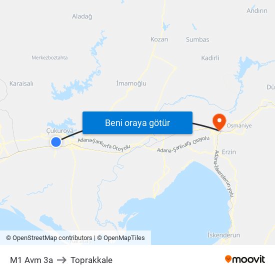 M1 Avm 3a to Toprakkale map