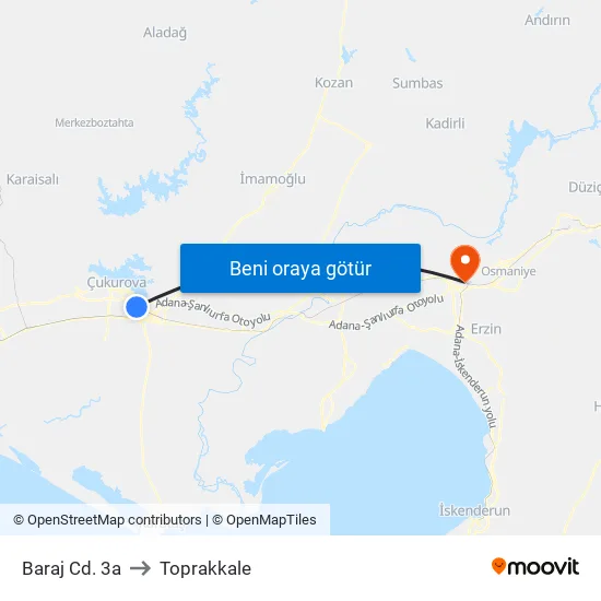 Baraj Cd. 3a to Toprakkale map