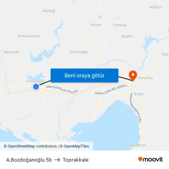 A.Bozdoğanoğlu 5b to Toprakkale map